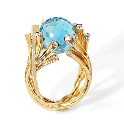 Fashion Square Shape Champagne Big Crystal Designer Hyperbole  Ring for Women Engagement Wedding Stone Rings Whole Sale