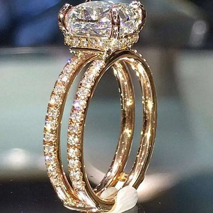 Fashion Square Shape Champagne Big Crystal Designer Hyperbole  Ring for Women Engagement Wedding Stone Rings Whole Sale