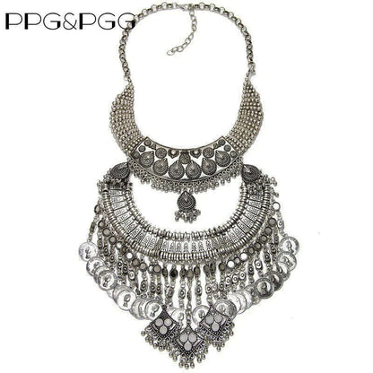 Fashion Vintage Large Collar Choker Necklace Women Long Maxi Chunky Big Bib Indian Statement Necklace Jewelry Accessories Woman