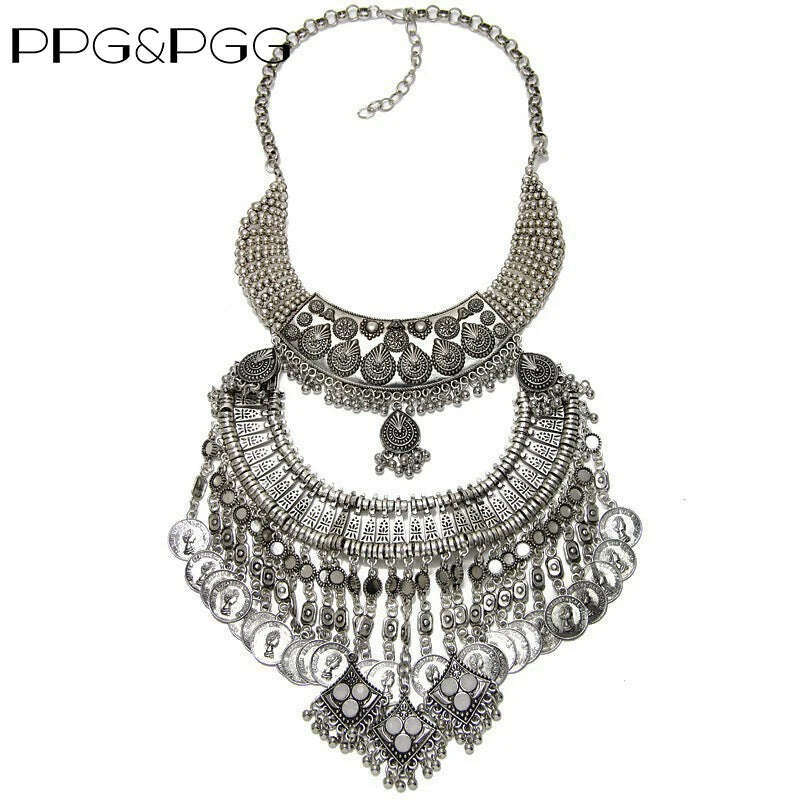 Fashion Vintage Large Collar Choker Necklace Women Long Maxi Chunky Big Bib Indian Statement Necklace Jewelry Accessories Woman