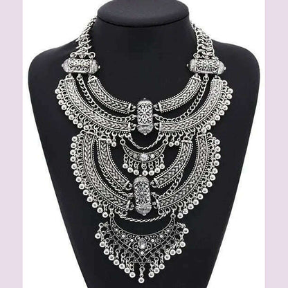 Fashion Vintage Large Collar Choker Necklace Women Long Maxi Chunky Big Bib Indian Statement Necklace Jewelry Accessories Woman