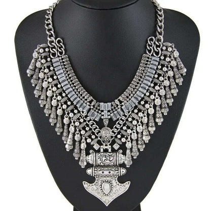 Fashion Vintage Large Collar Choker Necklace Women Long Maxi Chunky Big Bib Indian Statement Necklace Jewelry Accessories Woman