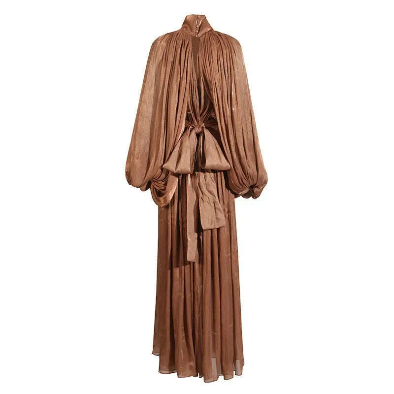 Fashionable Slim Fit Batwing Sleeve Dress Summer New Design Cross-Border Long Skirt with Belt Stylish Dress for Women