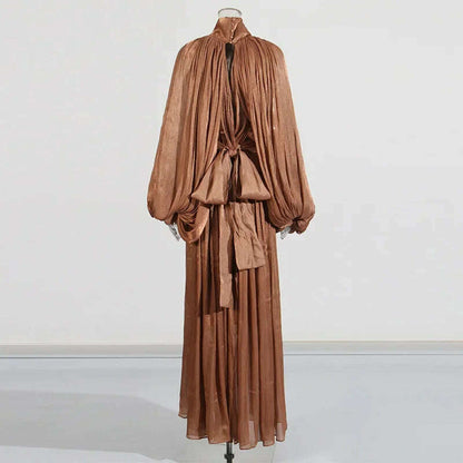 Fashionable Slim Fit Batwing Sleeve Dress Summer New Design Cross-Border Long Skirt with Belt Stylish Dress for Women