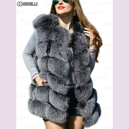 Faux fur vest 2025 women's jacket spliced fox fur slim vest vest