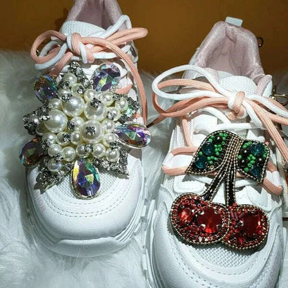 Flatform Thick-soled Cartoon Beaded Casual Shoes