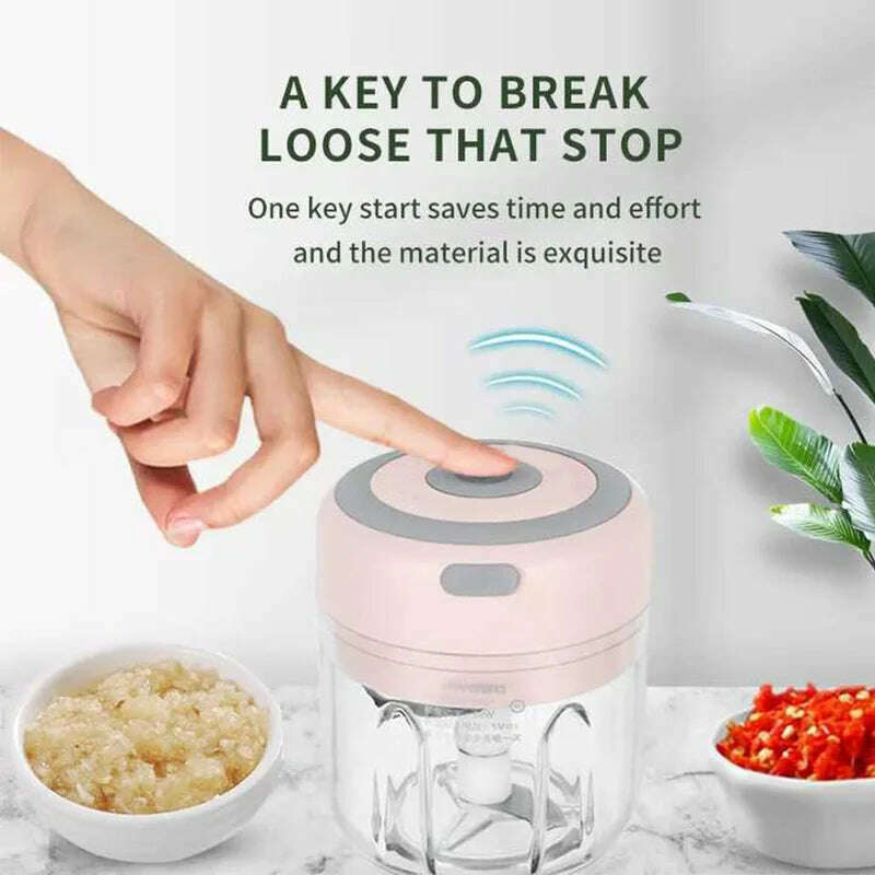 Food Grinder Electric Ginger Garlic Chopper Usb Rechargeable Mini Portable Fruit Food Grinder Onion Chopper