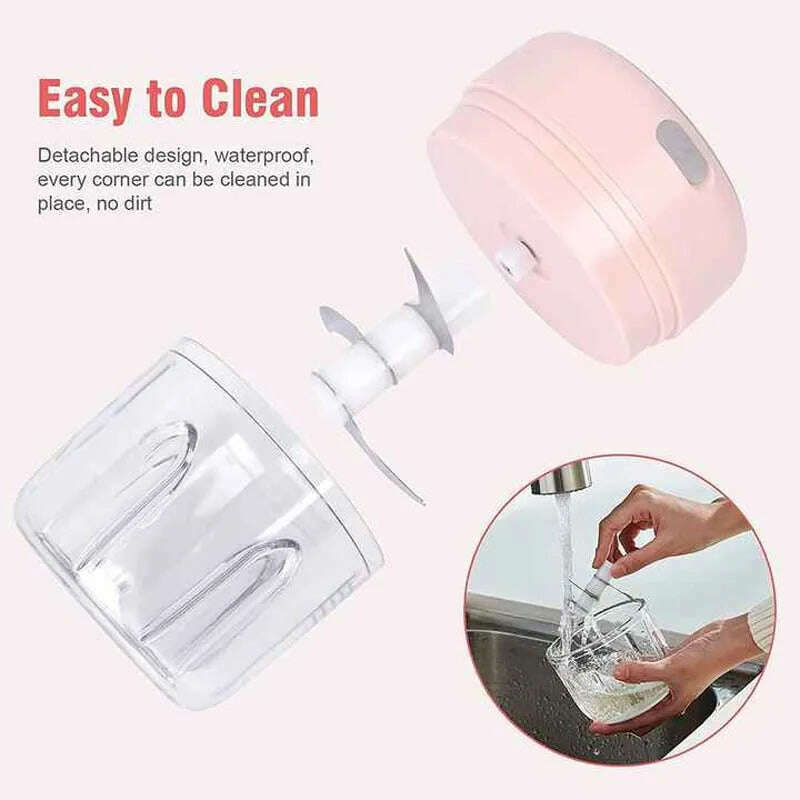 Food Grinder Electric Ginger Garlic Chopper Usb Rechargeable Mini Portable Fruit Food Grinder Onion Chopper