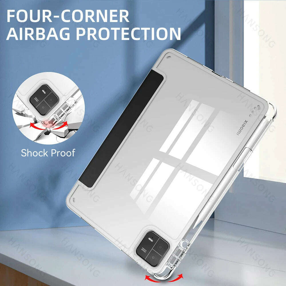 For Mi Pad Case for Xiaomi Mi Pad 5 & 5 Pro 11 inch HD Transparent Case for Mi Pad 6 & 6 Pro 11 inch with Awake / Sleep Cover