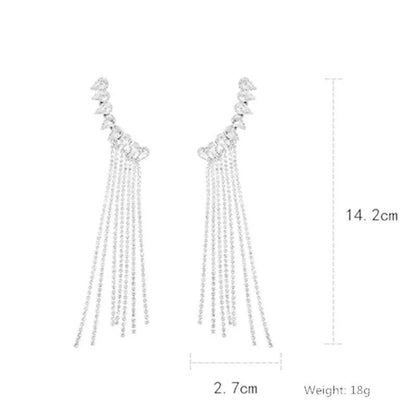 FYUAN Fashion Long Tassel Full Rhinestone Drop Earrings for Women Bijoux Shiny Water Drop Crystal Dangle Earrings Jewelry Gifts