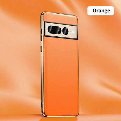 Genuine Cowhide Leather Phone Case for Google Pixel 9 Pro XL 8 7 6 Pro 7A 6A Luxury Plating Shockproof Full Protection Cover