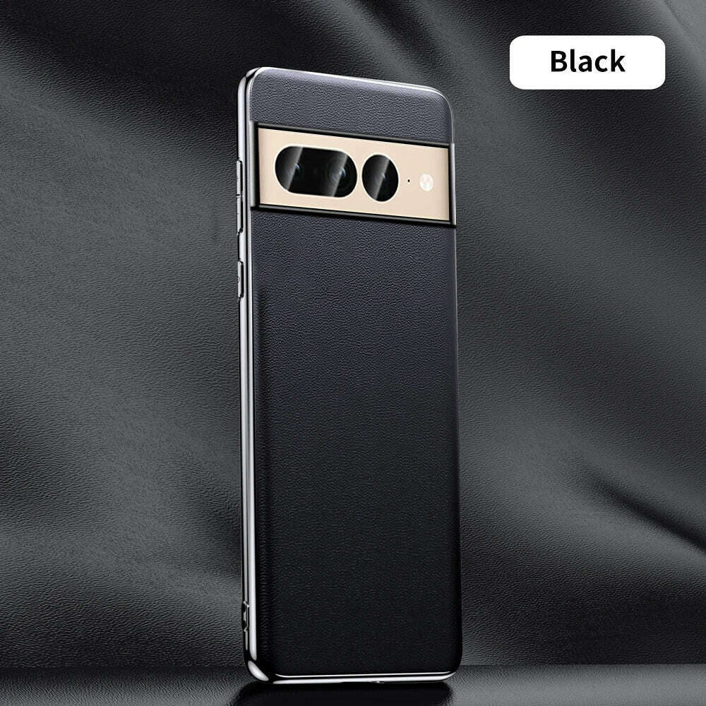 Genuine Cowhide Leather Phone Case for Google Pixel 9 Pro XL 8 7 6 Pro 7A 6A Luxury Plating Shockproof Full Protection Cover