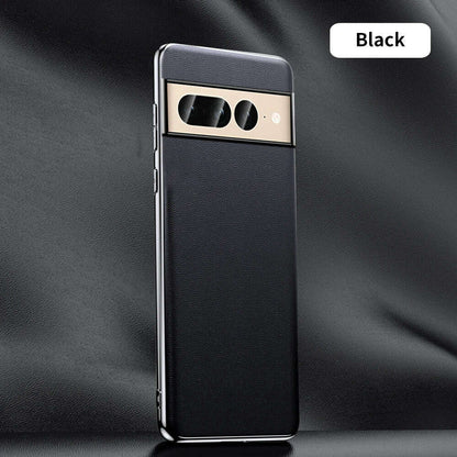 Genuine Cowhide Leather Phone Case for Google Pixel 9 Pro XL 8 7 6 Pro 7A 6A Luxury Plating Shockproof Full Protection Cover