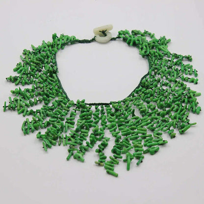 GG 18" Handwork Green Coral Chips Chokers Dangle Necklace Handmade For Women