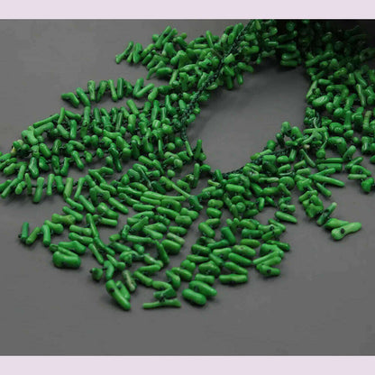 GG 18" Handwork Green Coral Chips Chokers Dangle Necklace Handmade For Women