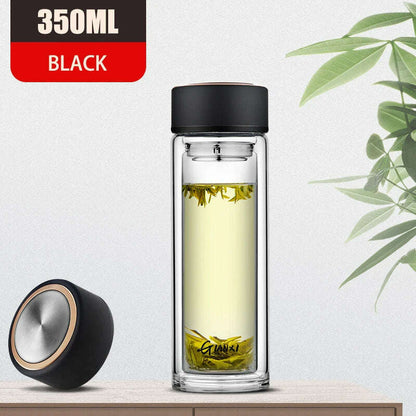 GIANXI Double-layer Glass Cup Heat-resistant Water Cups With Tea Drain Filter Office Large Capacity Glasses Drinkware