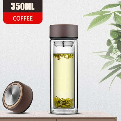 GIANXI Double-layer Glass Cup Heat-resistant Water Cups With Tea Drain Filter Office Large Capacity Glasses Drinkware