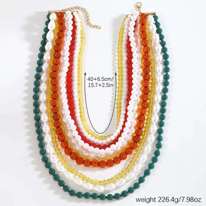 Girlgo ZAA Multi-Layered Beaded Pearl Choker Necklace Flapper Beads Cluster Long Choker Necklace Multi-Strand Statement Necklace