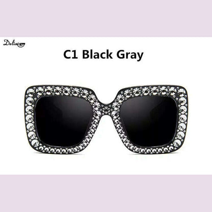 Glitter Women Sunglasses Brand Design Flash Square Shades Mirror Female Sun Glasses Bezel Bling Rhinestones