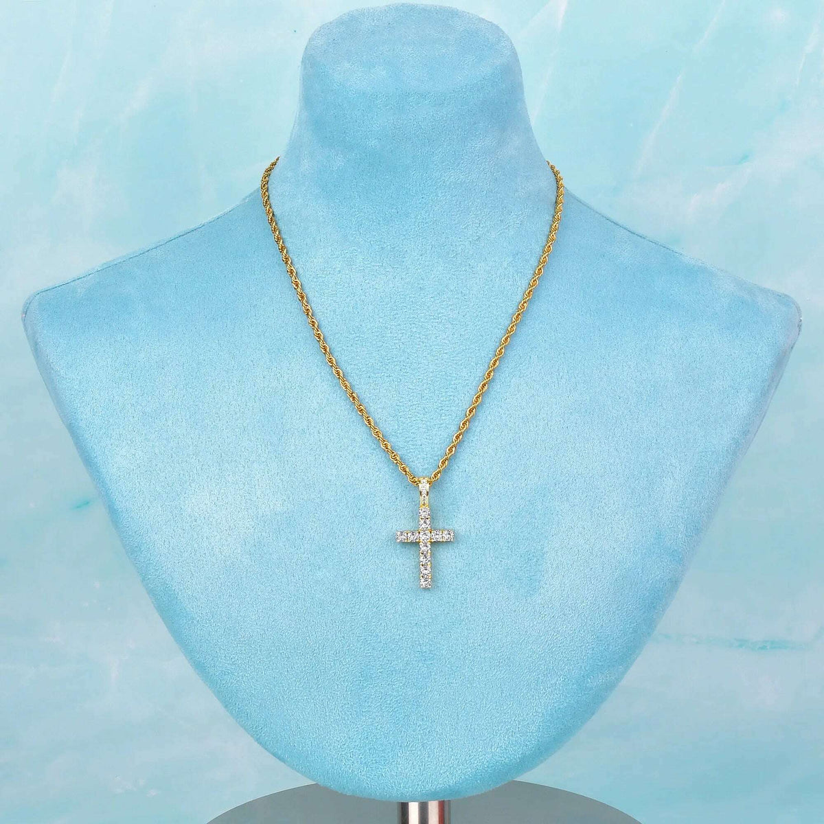 Gold Color Zircon Cross Pendant For Men Women Plated Hip Hop Rock Street Iced CZ Necklace  Jewelry