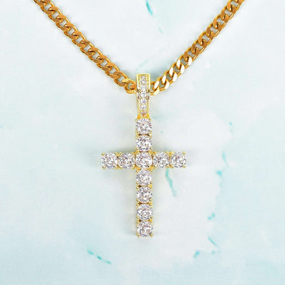 Gold Color Zircon Cross Pendant For Men Women Plated Hip Hop Rock Street Iced CZ Necklace  Jewelry