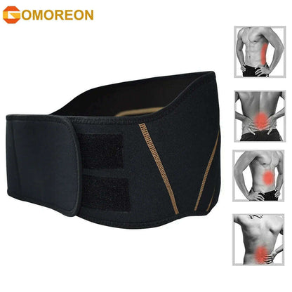 GOMOREON Back Brace - Copper Infused Lower Lumbar Support Belt. Relief for Muscle & Ligament Strain, Arthritis- Fits Men & Women