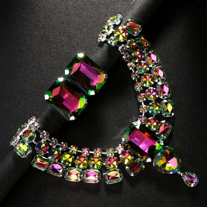 Gorgeous Large Necklace Earring Set Indian Boho Party Wedding Gift Statement Oversized Drag Queen Costume Necklace Jewelry