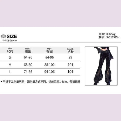 Gothic Retro Print Black Pants Women Harajuku High Waist Flared Pants 2023 Punk Velvet Trousers Vintage Streetwear Dark Academia