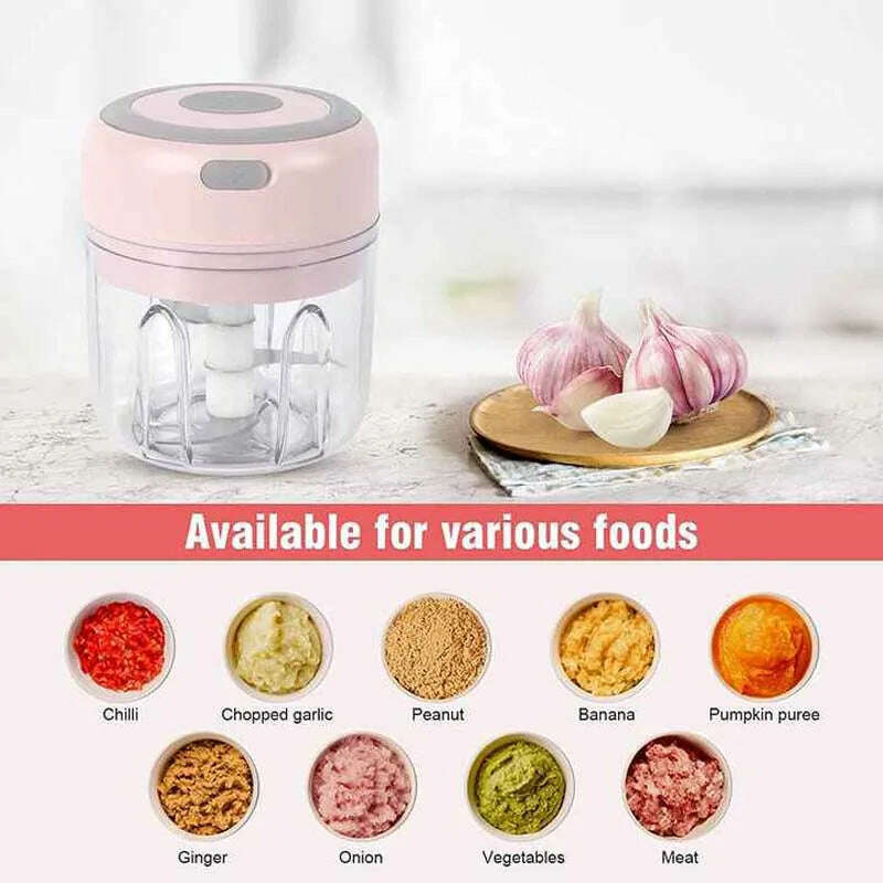 Grinder Household Rechargeable Multifunction Meat Vegetable Garlic And Ginger Crusher Mini Cordless Food Electric Grinder