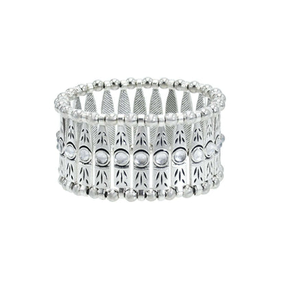 Gypsy Tribal Tibetan Bracelet for Women Boho Vintage Silvery Men's Turquoise Elastic Bangle Afghan Turkish Ethnic Indian Jewelry