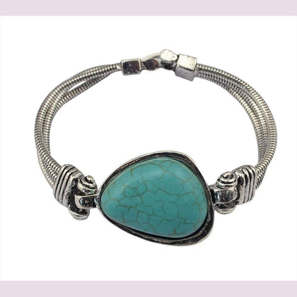 Gypsy Tribal Tibetan Bracelet for Women Boho Vintage Silvery Men's Turquoise Elastic Bangle Afghan Turkish Ethnic Indian Jewelry