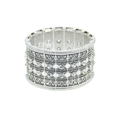 Gypsy Tribal Tibetan Bracelet for Women Boho Vintage Silvery Men's Turquoise Elastic Bangle Afghan Turkish Ethnic Indian Jewelry