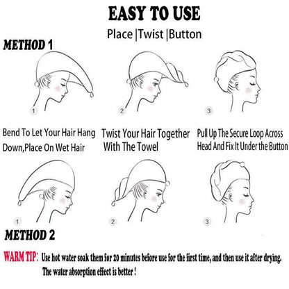 Hair Towels Bath Head Bamboo Charcoal Fiber Turban Wrap Quick Dry Anti-Frizz Hair Towels For Drying Hair Women Girls Bathroom