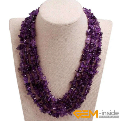 Handmade Assorted Chips Beaded Jewelry 17-20 Inch Multi Strands Cluster Statement Long Necklace For Women Gifts