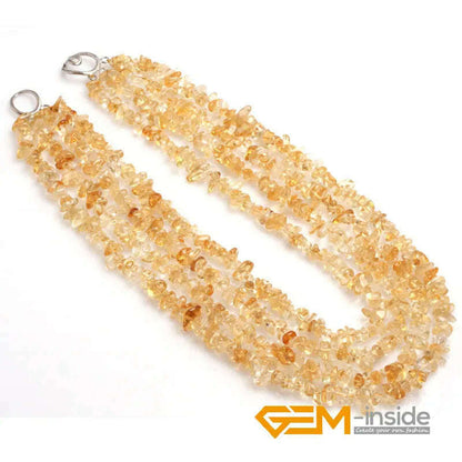 Handmade Assorted Chips Beaded Jewelry 17-20 Inch Multi Strands Cluster Statement Long Necklace For Women Gifts