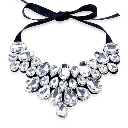 Handmade Glass Crystal Pendant Necklace for Women Fashion Statement Maxi Necklace 4 Colors Chokers Necklaces Bijoux NK-01634