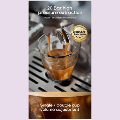 HiBREW 20Bar Semi Automatic Espresso Coffee Machine Temperature Adjustable 58mm Portafilter Cold/Hot Coffee Maker Metal CaseH10A