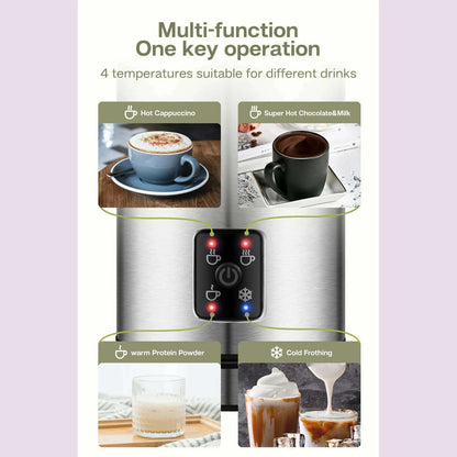 HiBREW 4 in 1 Milk Frother Frothing Foamer Fully automatic Milk Warmer Cold/Hot Latte Cappuccino Chocolate Protein powder M3