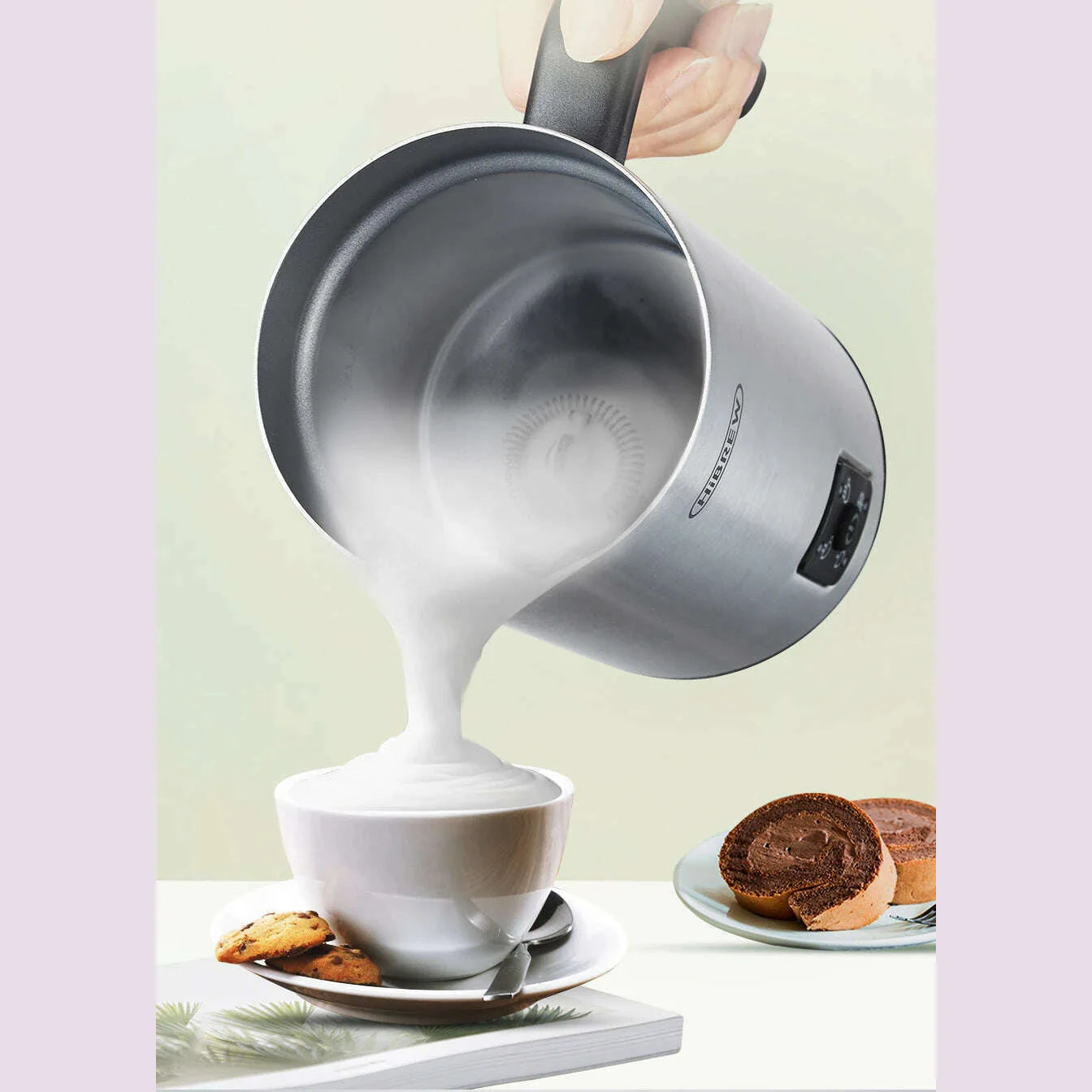 HiBREW 4 in 1 Milk Frother Frothing Foamer Fully automatic Milk Warmer Cold/Hot Latte Cappuccino Chocolate Protein powder M3