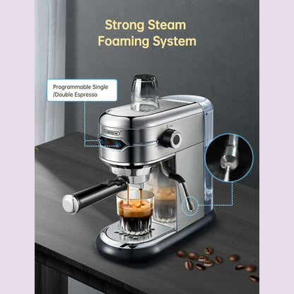 HiBREW Coffee Maker Cafetera 20 Bar Inox Semi Automatic Super Slim ESE POD & Powder Espresso Machine Hot Water H11