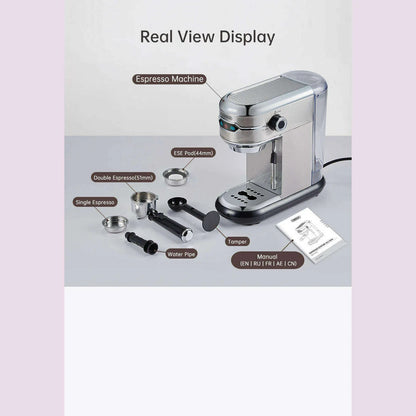 HiBREW Coffee Maker Cafetera 20 Bar Inox Semi Automatic Super Slim ESE POD & Powder Espresso Machine Hot Water H11