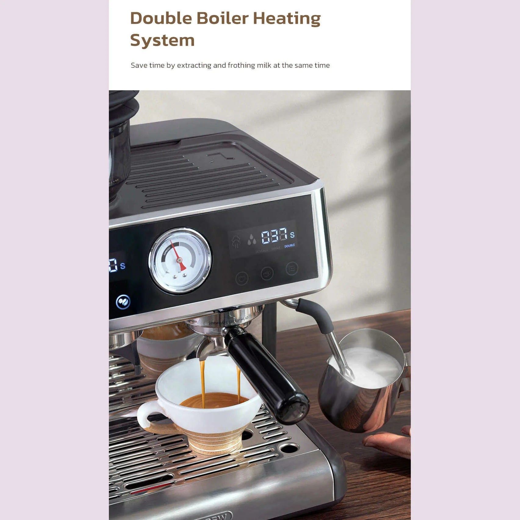 HiBREW Dual Boiler System Barista Pro 20Bar Bean to Espresso Cafetera Coffee Machine with Full Kit for Cafe Hotel Restaurant H7A