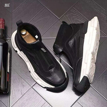 High top men's shoes new personality casual shoes Black retro American boots men's winter platform shoes A01