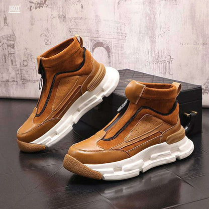 High top men's shoes new personality casual shoes Black retro American boots men's winter platform shoes A01