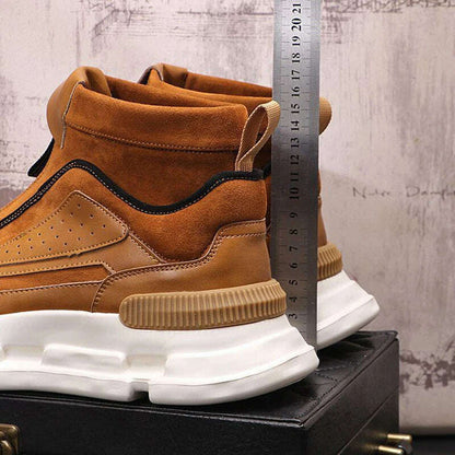High top men's shoes new personality casual shoes Black retro American boots men's winter platform shoes A01