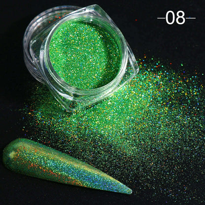 Holographic Solid Mirror Nail Glitter Laser Metallic Rubbing Dust Chrome Powder Shinning Manicure Decoration Pigment CHLF01-07-1