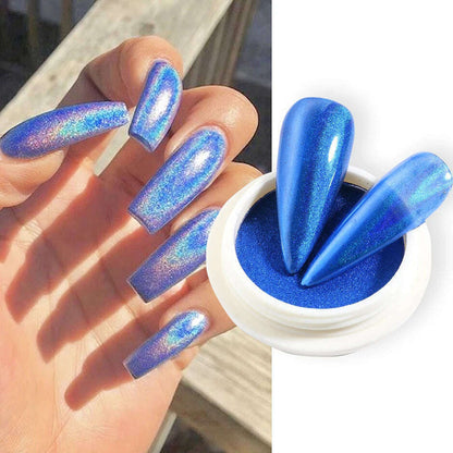 Holographic Solid Mirror Nail Glitter Laser Metallic Rubbing Dust Chrome Powder Shinning Manicure Decoration Pigment CHLF01-07-1