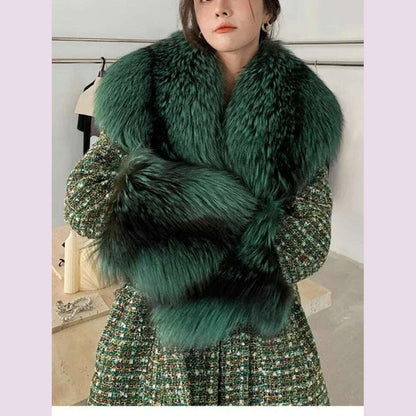 Hot Sale High-end Wool Coat Thick Imitation Fox Fur Quilted Suit  Casacos De Inverno Feminino 2024 Long Winter Jacket Women