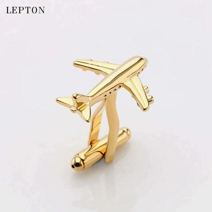 Hot Sale Real Tie Clip Fashion Plane Styling Cuff links Mens Metal AirPlane Cufflinks For Mens Lepton Plane Design Cufflinks