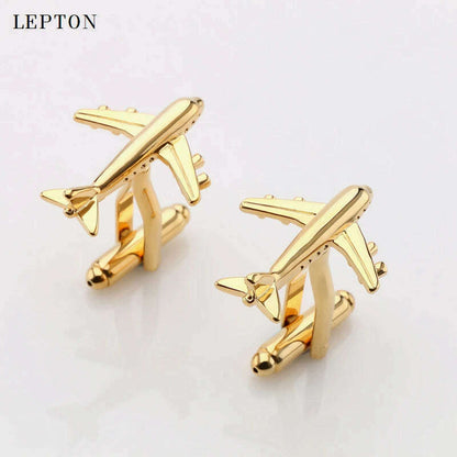 Hot Sale Real Tie Clip Fashion Plane Styling Cuff links Mens Metal AirPlane Cufflinks For Mens Lepton Plane Design Cufflinks